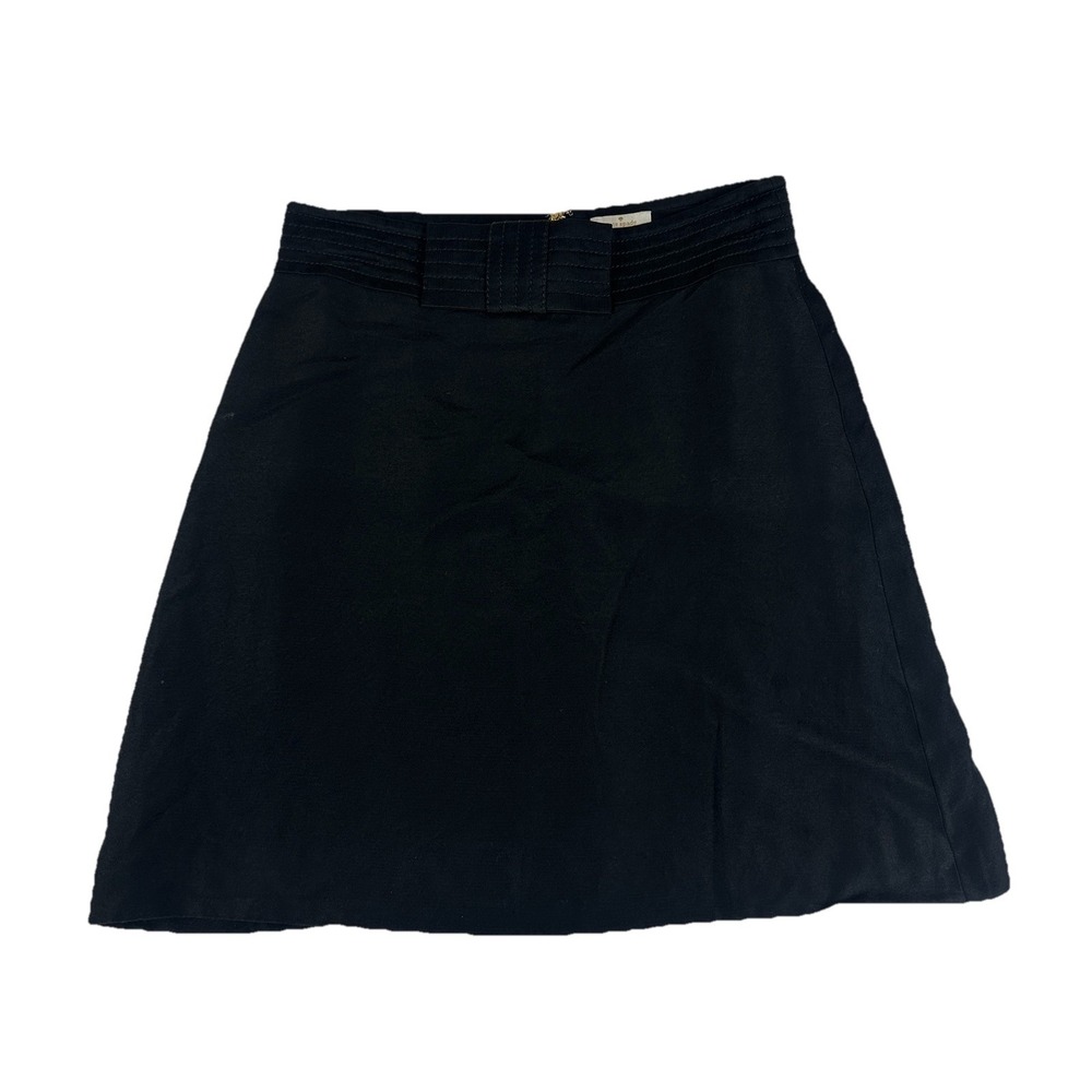 Kate Spade Silk Blend Black Bow Detail Mini Skirt, 6